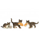 Miniature katte med killinger sæt 3 stk.