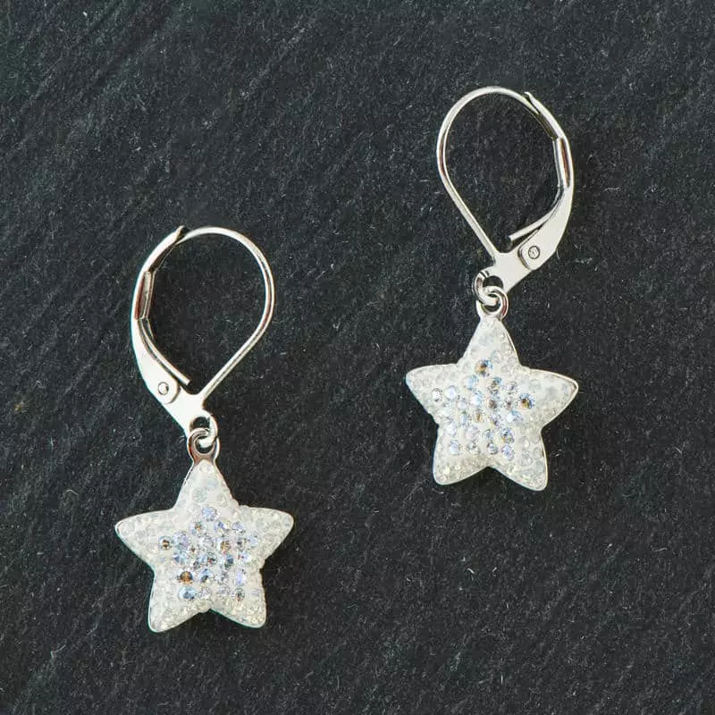 Jeg har en engelskundervisning Overhale personificering Elegante stjerne øreringe med Swarovski krystaller