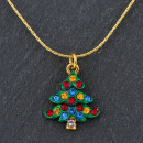 Halskæde med juletræ med Swarovski krystaller