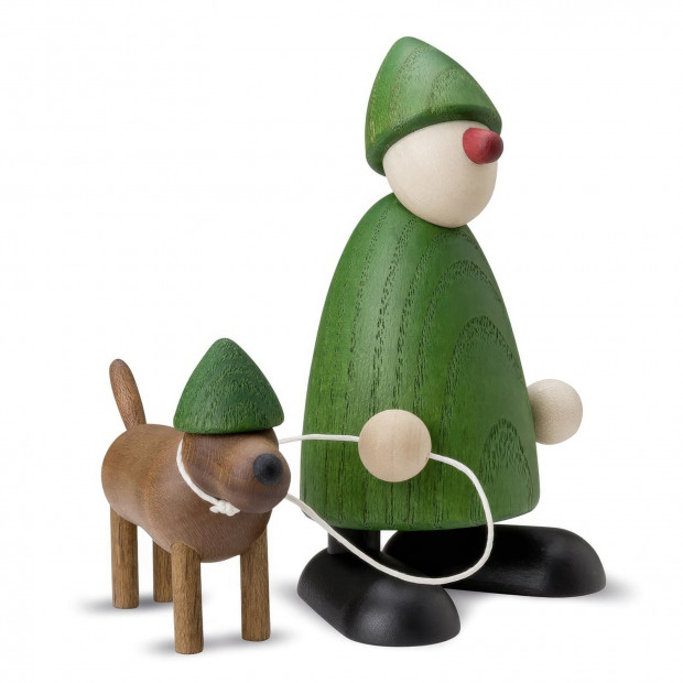 Lykkebringer Emil med hunden Waldi - grøn 8,3 cm