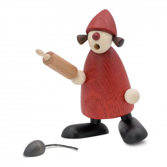 Fru julemand med kagerulle og mus 9 cm Fru julemand med kagerulle og mus 9 cm