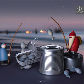 Julemand med fiskestang 9/17 cm Julemand med fiskestang 9/17 cm