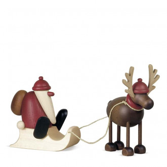 Julemand på slæde med rensdyr 12 cm Julemand på slæde med rensdyr 12 cm