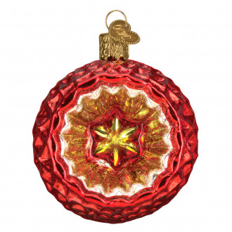 Rød vaffel julekugle med reflektor 7 cm