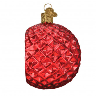 Rød vaffel julekugle med reflektor 7 cm Rød vaffel julekugle med reflektor 7 cm