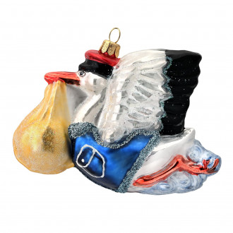 Flyvende stork med baby 11,5 cm Flyvende stork med baby 11,5 cm