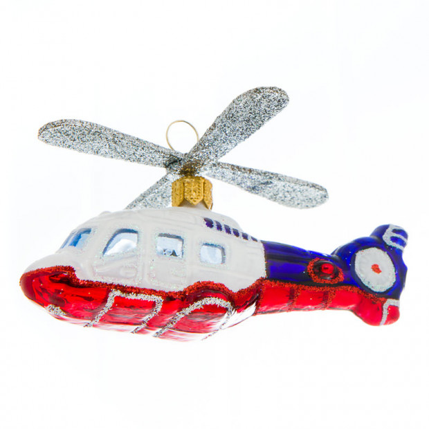 Helikopter i glas til juletræet Juletræspynt - Helikopter i glas
