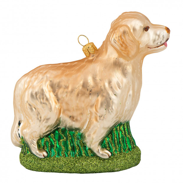 Hvid Golden Retriever julekugle 10 cm