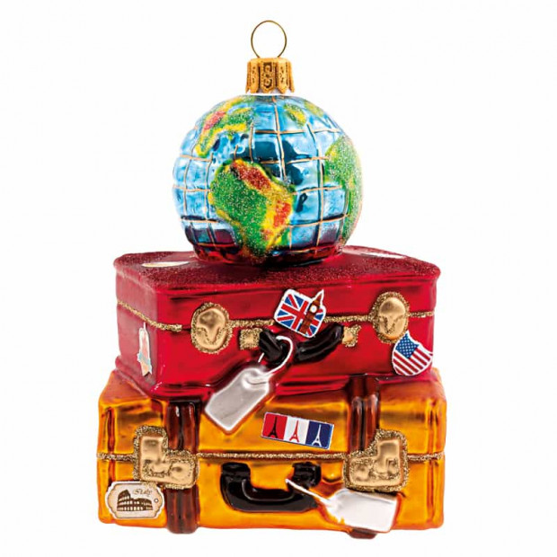 Kufferter og globus julekugle