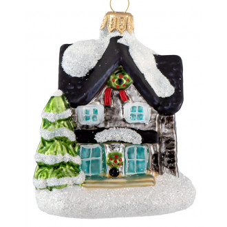 Julepyntet victoriansk hus 8 cm Julepyntet victoriansk hus 8 cm