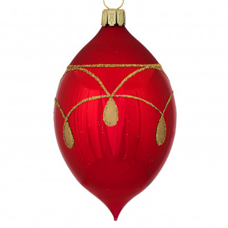 Oval rød julekugle med rød reflektor 9 cm Oval rød julekugle med rød reflektor 9 cm