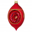 Oval rød julekugle med rød reflektor 9 cm
