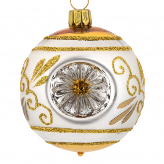 Julekugle guld og sølv med tre reflektorer 6 cm Julekugle guld og sølv med tre reflektorer 6 cm