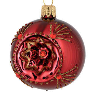 Vinrød reflektor julekugle med glassten 6 cm Vinrød reflektor julekugle med glassten 6 cm