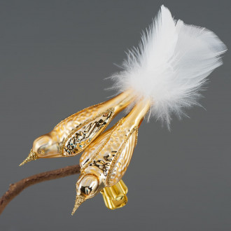 Fuglepar på clip - guld 9 cm Fuglepar på clip - guld 9 cm