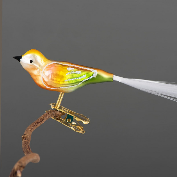 Gammeldags glasfugl i pastelfarver 11 cm