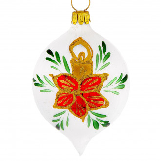 Hvid Jul dråbe julekugle 7 cm