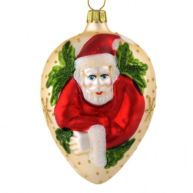 Julekugle med julemand i relief 7 cm