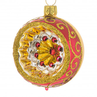 Matguld julekugle med stor reflektor