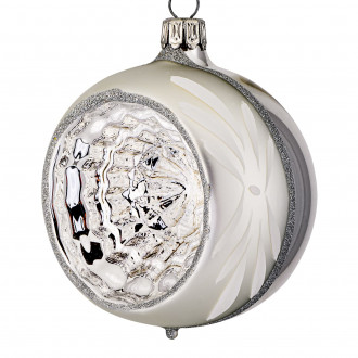 Retro sølv julekugle med reflektor - 7,5 cm Retro sølv julekugle med reflektor - 7,5 cm