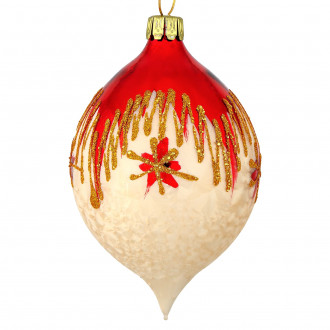 Rød Jul oval julekugle - 7 cm Rød Jul oval julekugle - 7 cm
