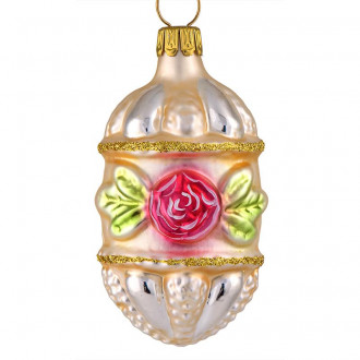 Romantisk julekugle med rose 5 cm Romantisk julekugle med rose 5 cm