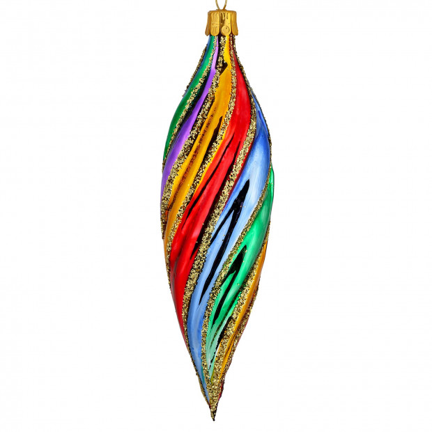 Harlekin swirl istap julekugle 14 cm Harlekin swirl istap julekugle 14 cm